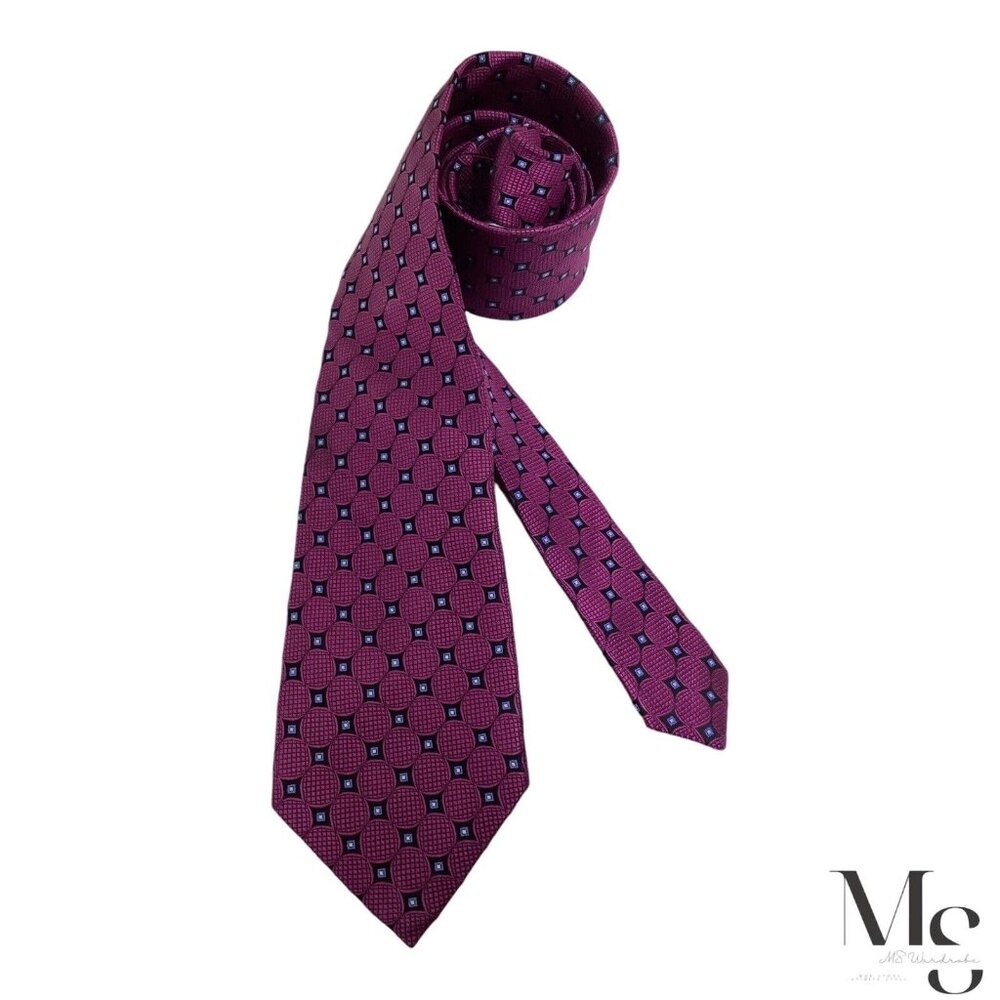 LAUREN RALPH LAUREN Purple Geometric Silk Tie W: 3.25" EX COND